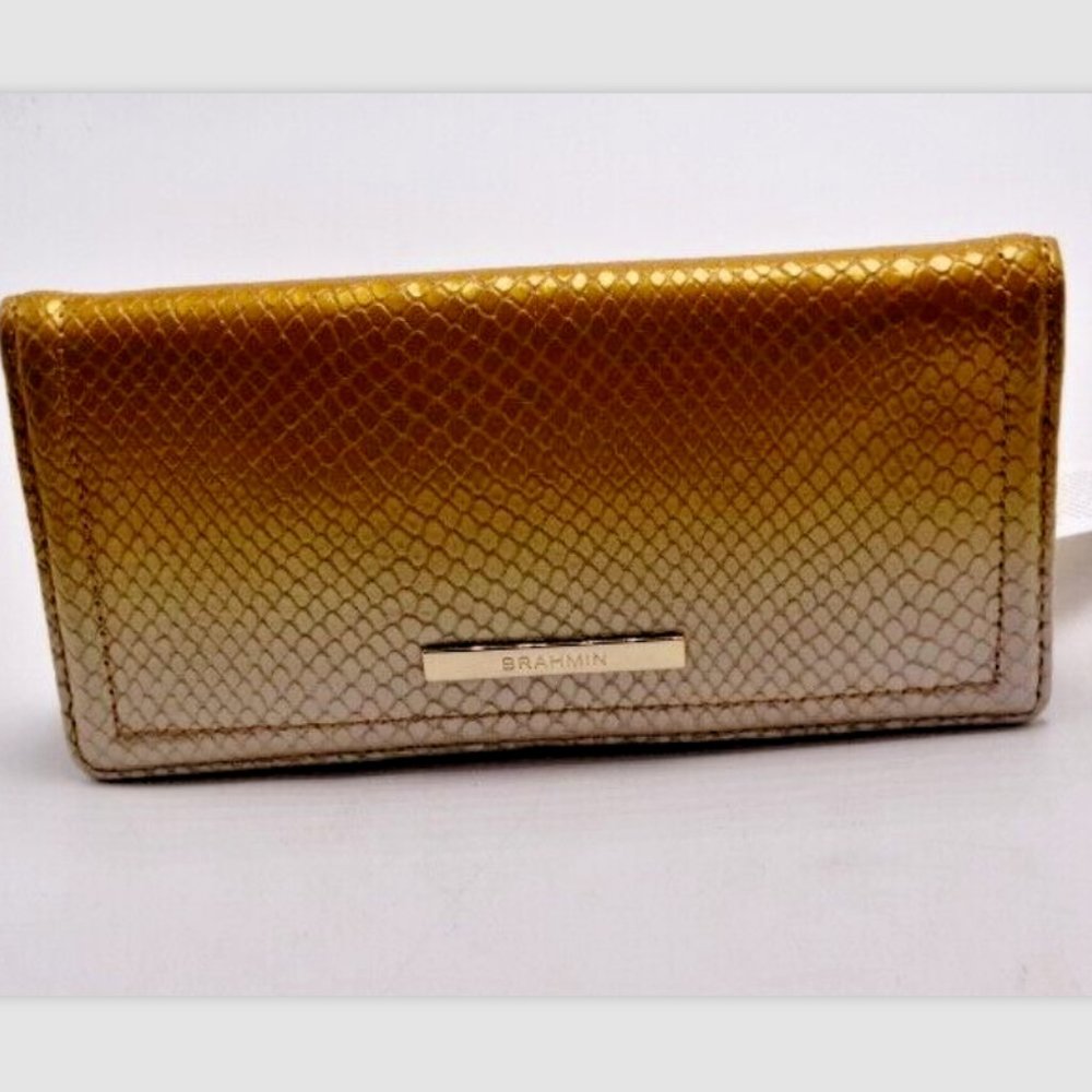 BRAHMIN ADY WALLET Canary Por dol Sol Ombre Genuine Leather New With Tag